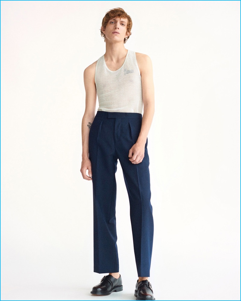 Sandro achieves a summer minimalism with sheer tanks and flared trousers.