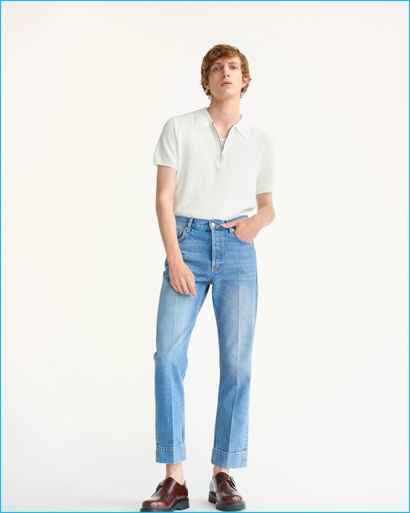 Sandro tries its hand at pleated denim jeans for spring-summer 2017.