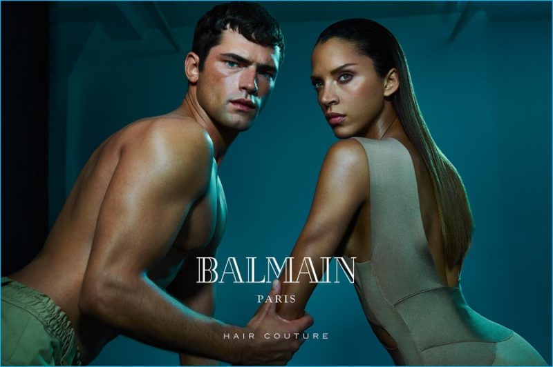 Sean O'Pry and Noemie Lenoir star in Balmain Hair Couture campaign.