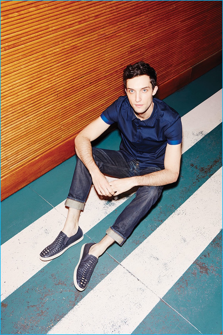 Model Max Von Isser sports slip-on sneakers from Steve Madden.