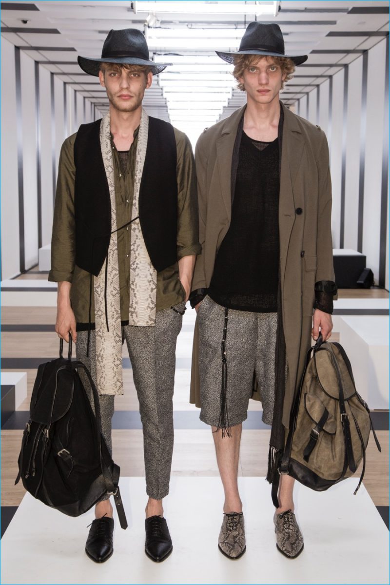 Friends Baptiste Radufe and Paul Boche are front and center in fashions from The Kooples' spring-summer 2017 collection.