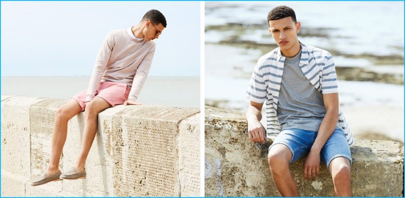 Pictured Left to Right: Topman Light Pink Chinos, Bleach Spray On Denim Shorts