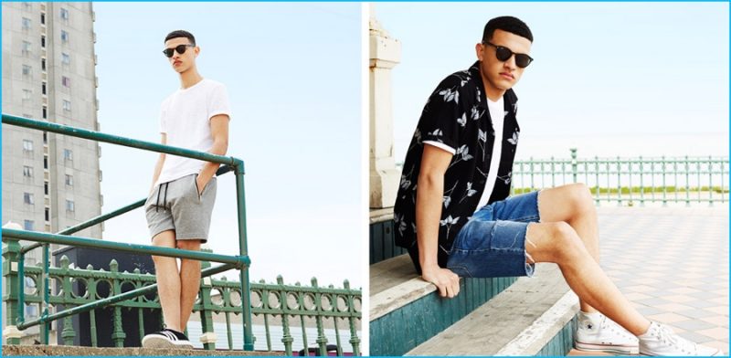 Pictured Left to Right: Topman Off White Zip Jersey Shorts, Black Ripped Denim Shorts