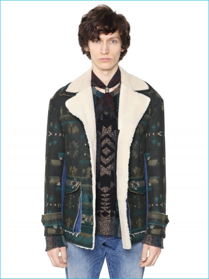 Valentino Patterned Shearling Jacket