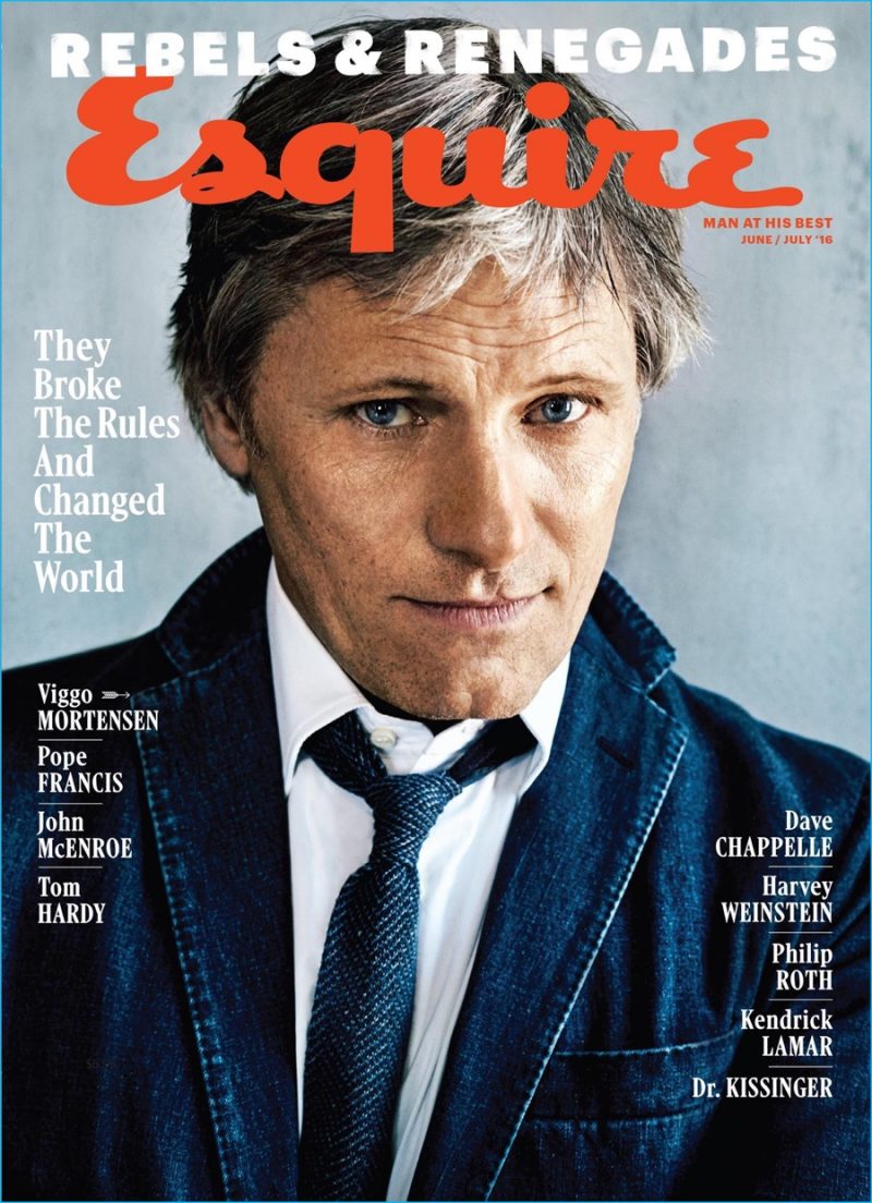 Viggo Mortensen covers the June/July 2016 issue of Esquire.