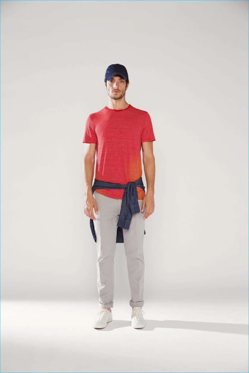 Woolrich John Rich & Bros. delivers relaxed style with a timeless striped tee and chinos.