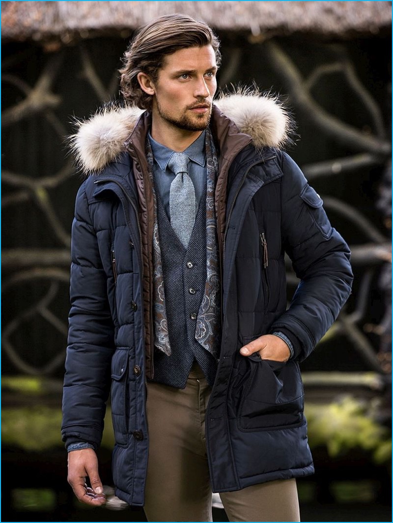 Wouter Peelen is ready to tackle the outdoors in one of Scapa's puffer coats.