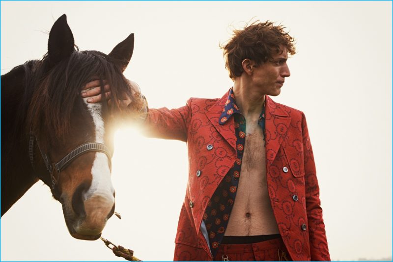 Xavier Buestel makes a bold red statement in Gucci suiting.