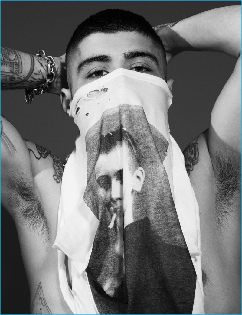 Zayn Malik pictured with a t-shirt from Assembly for Paper magazine.