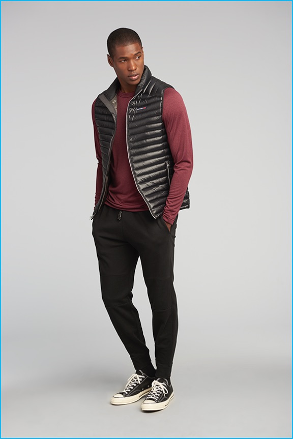 Ronald Epps wears a look from A&F Sport.