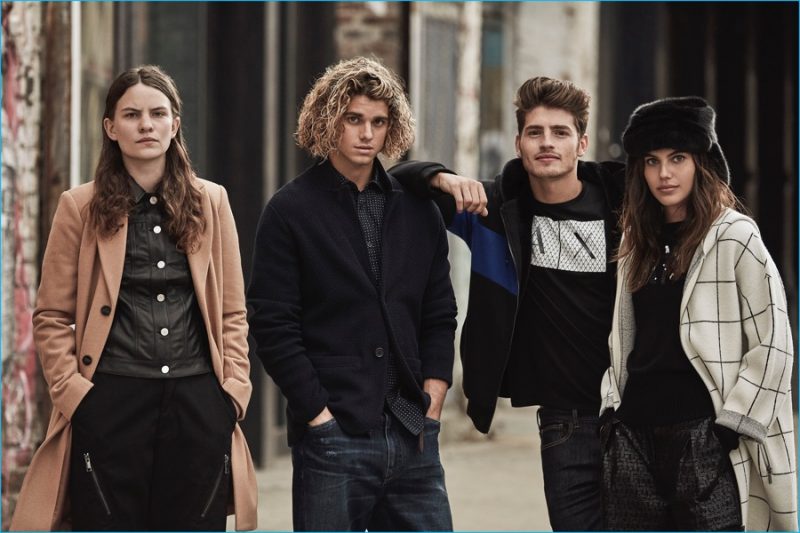 Eliot Sumner, Jay Alvarrez, Gregg Sulkin and Shlomit Malka star in Armani Exchange's fall-winter 2016 campaign.