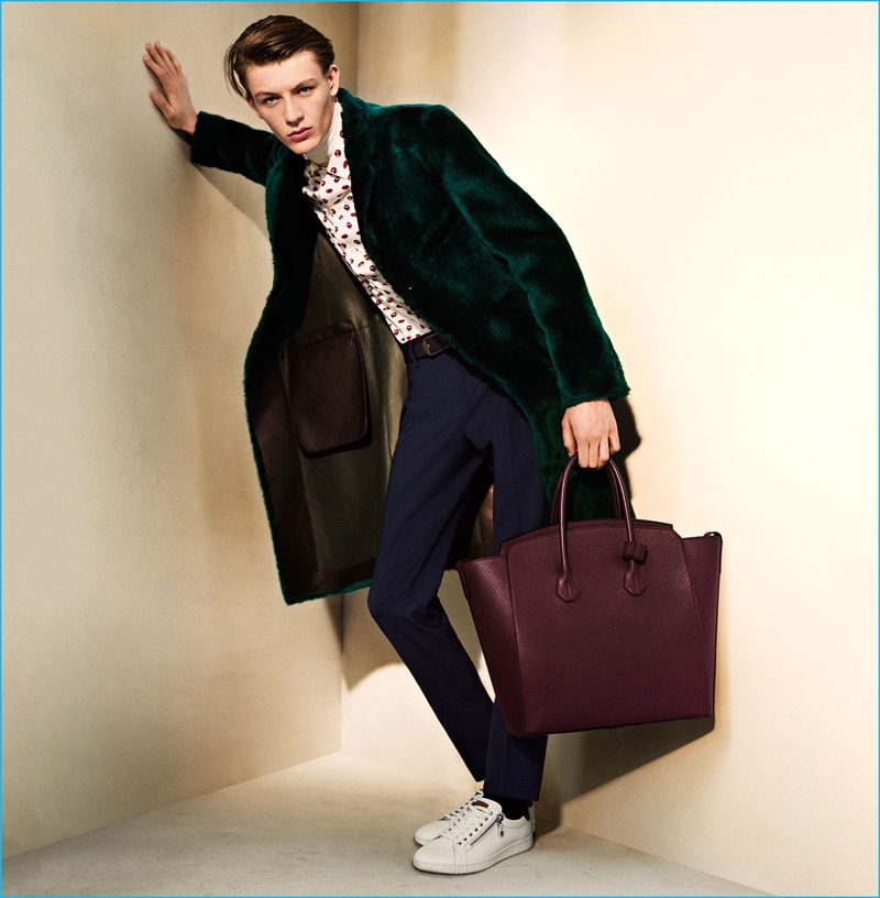 Model Finnlay Davis fronts Bally's fall-winter 2016 advertising campaign.