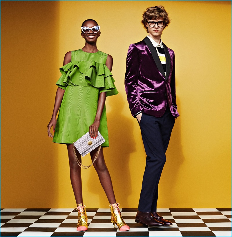 Models Max Barczak and Nicole Atieno are dressed to the nines for Bally's fall-winter 2016 campaign.