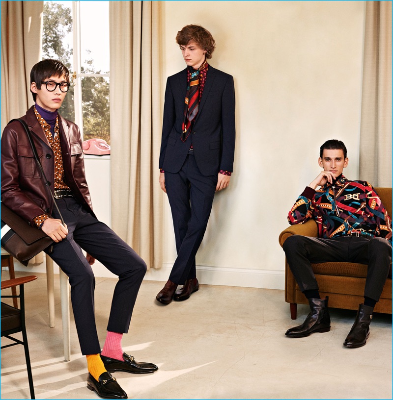 Models Wang Chenming, Max Barczak and Thibaud Charon make for quite the trio, starring in Bally's fall-winter 2016 campaign.