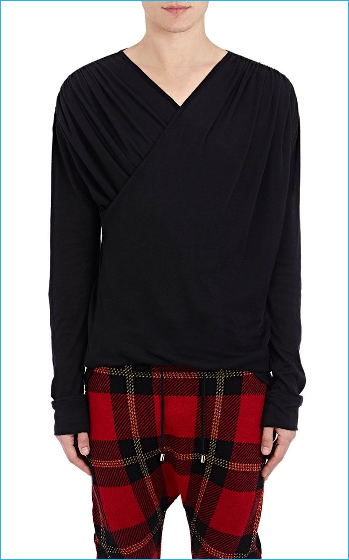 Balmain Jersey Wrap Front Shirt