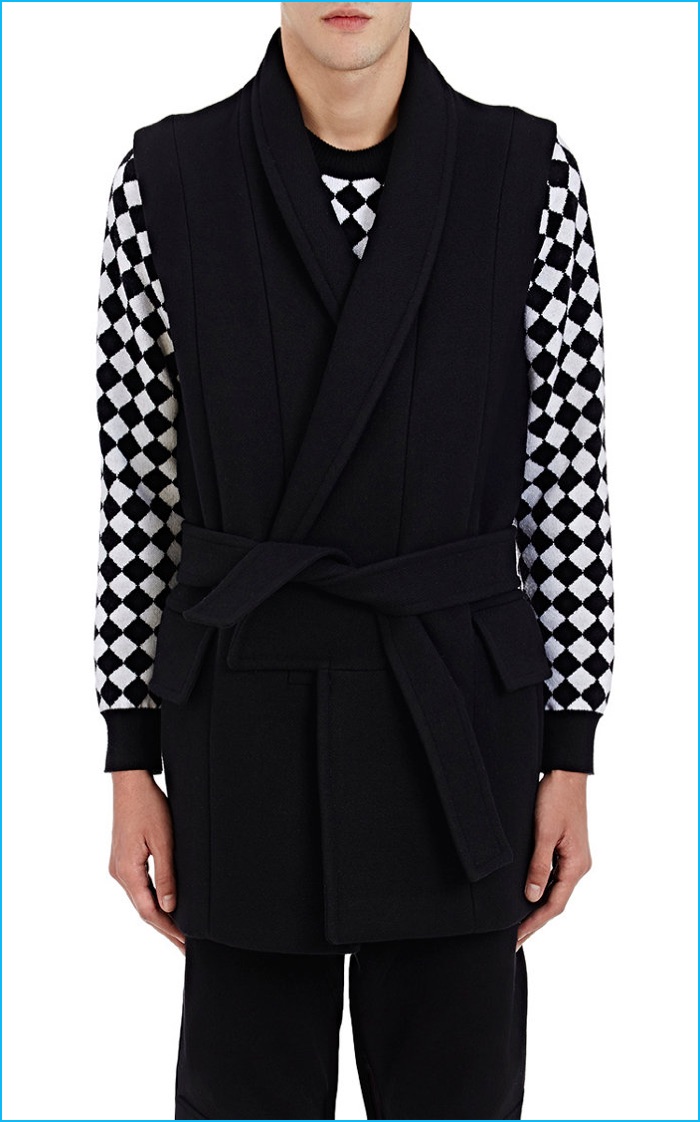 Balmain Melton Sleeveless Wrap Coat