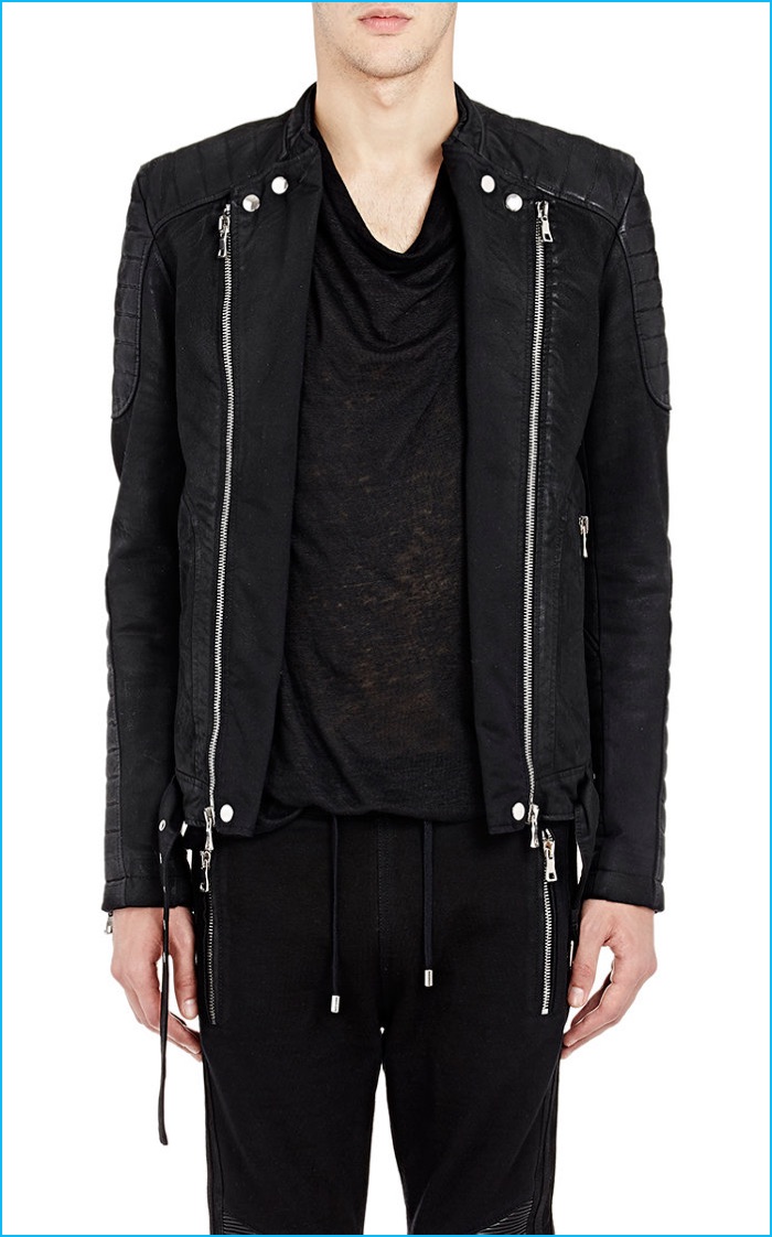 Balmain Twill Biker Jacket