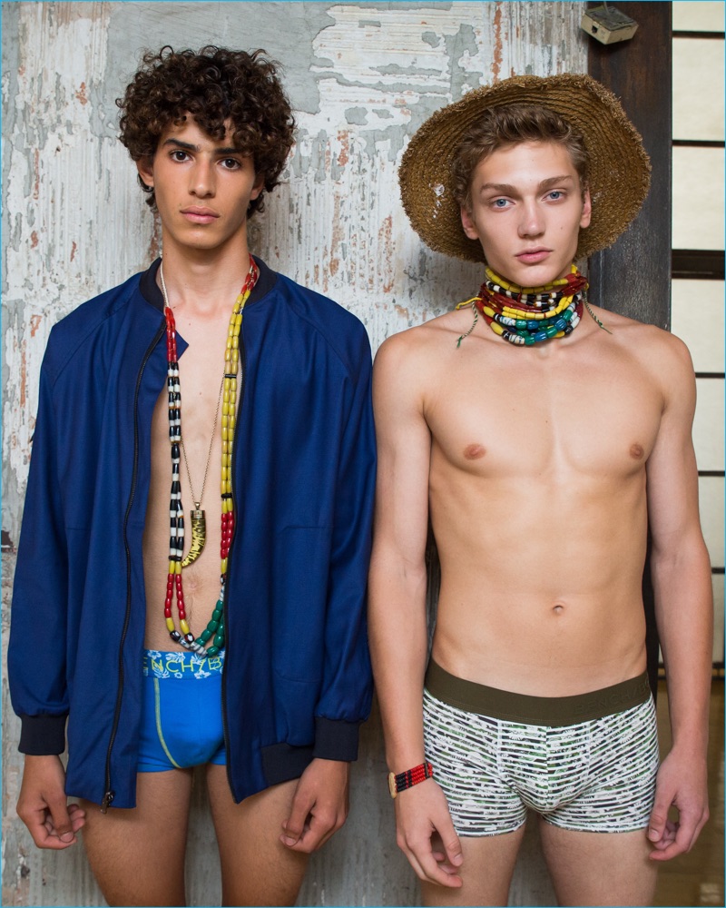 Models Dean Zruya and Philip Blank pictured at BENCH/Body's spring-summer 2017 presentation.