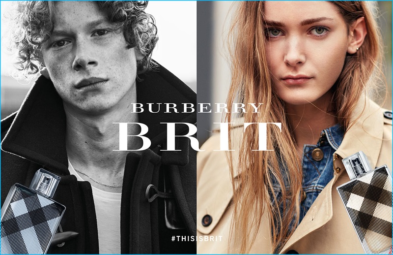 Models Ben Rees and Eliza Thomas for Burberry Brit's fragrance campaign.