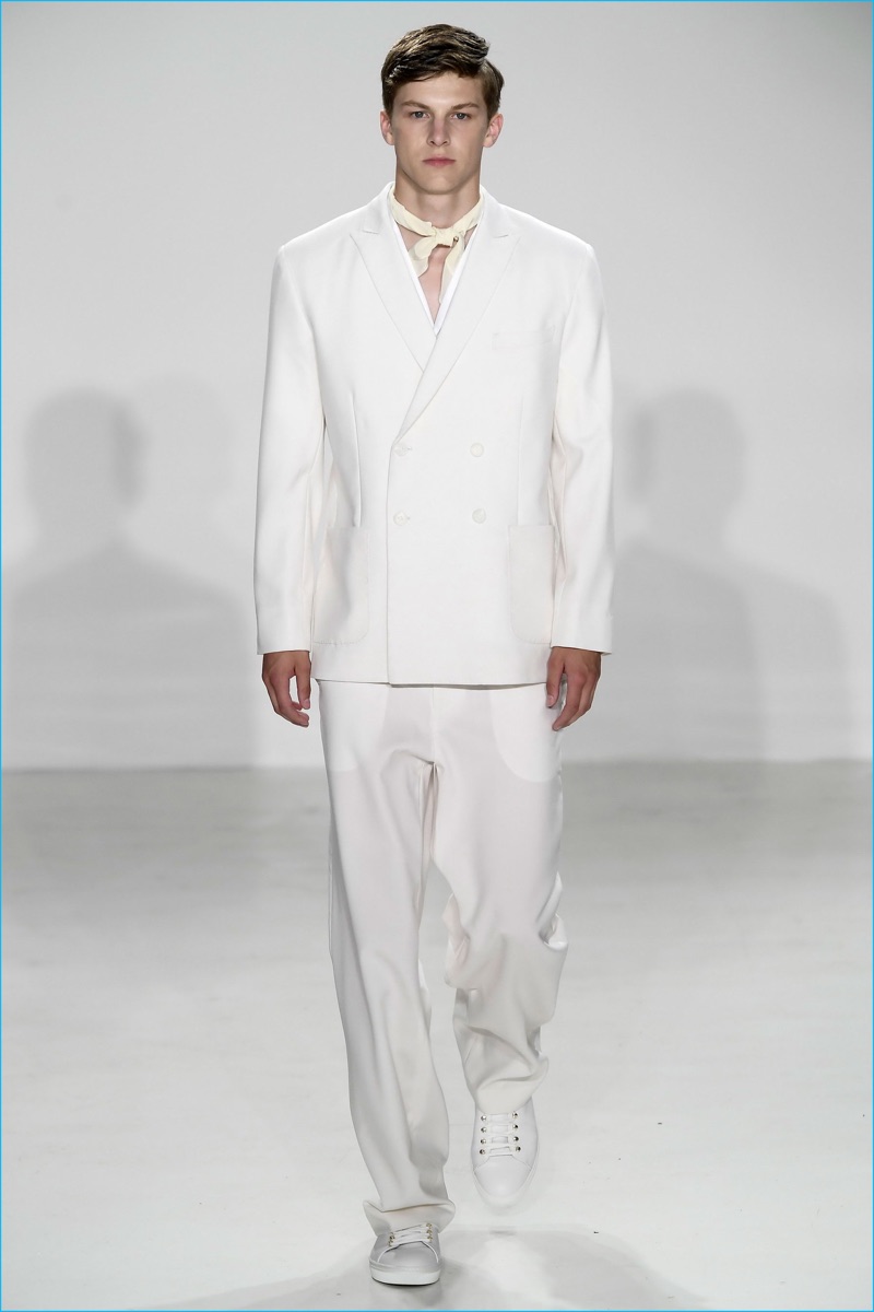 Carlos Campos does summer tailoring in serene white for spring-summer 2017.