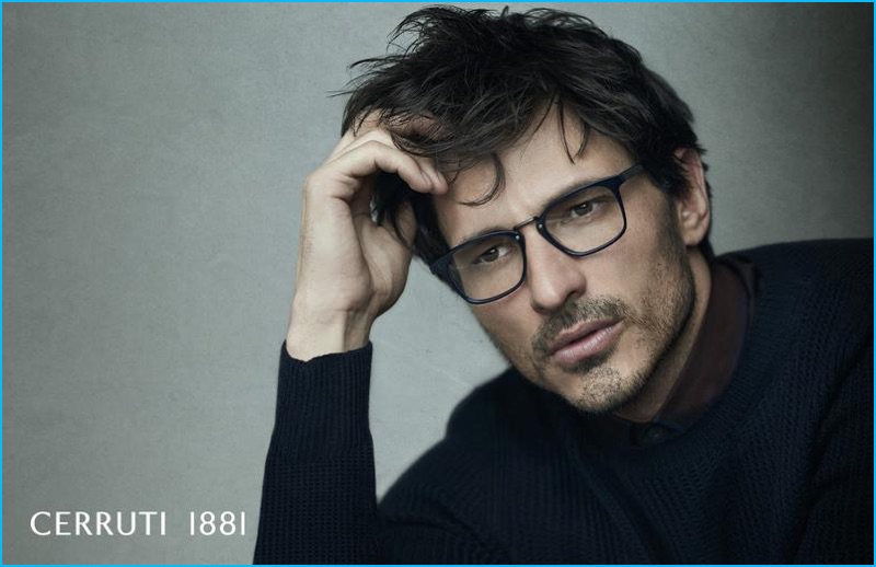 Andres Velencoso presents a smart image in optical frames for Cerruti 1881's fall-winter 2016 eyewear campaign.