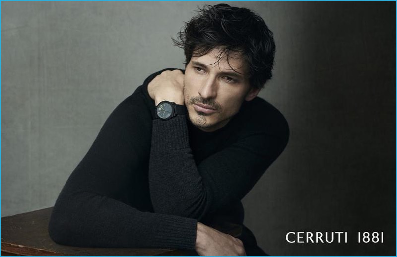 Andres Velencoso brings attention to Cerruti 1881's designer watches for its fall-winter 2016 timepieces campaign.
