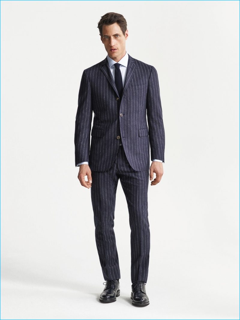 Axel Hermann wears a pinstripe flannel suit from Corneliani's fall-winter 2016 collection.