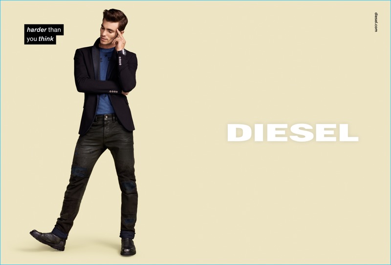 Model Julian Schratter does some hard thinking for Diesel's fall-winter 2016 campaign.