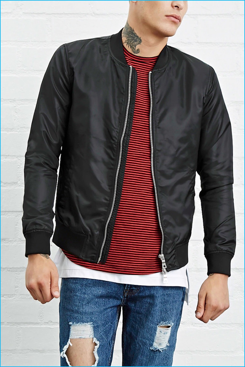 Forever 21 Men Zip-Front Bomber Jacket