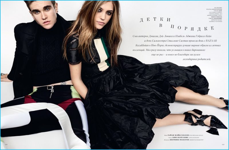 Gabriel-Kane Day-Lewis and Sistine Stallone photographed by Ryan Michael Kelly for Harper's Bazaar Kazakhstan.