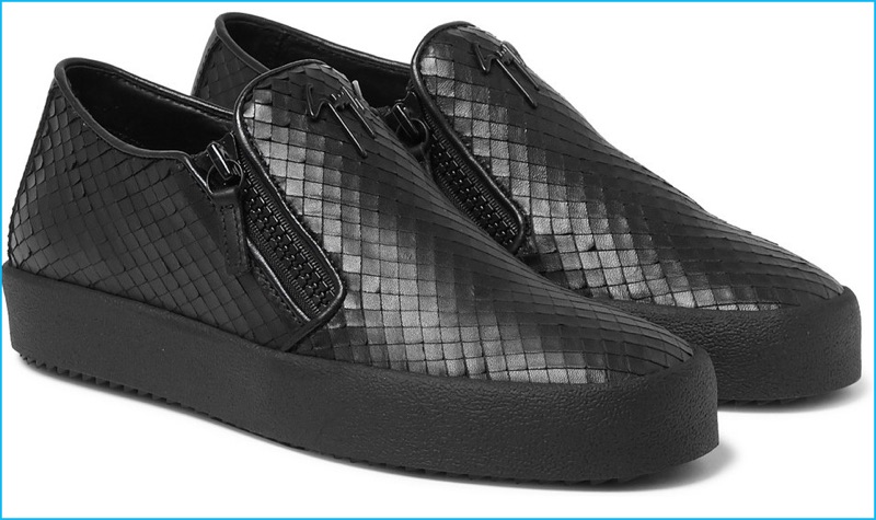 Giuseppe Zanotti Design Woven Effect Leather Slip On Sneakers