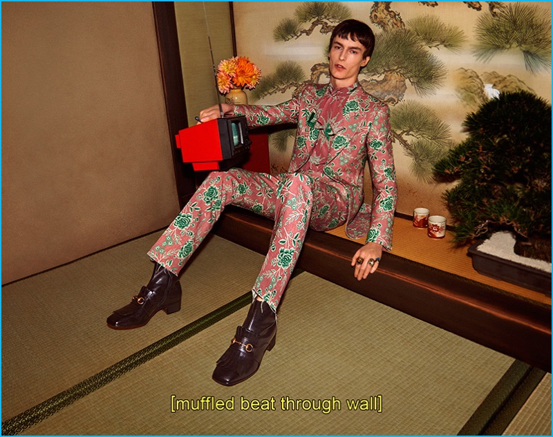 gucci men's floral suit