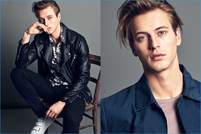 H&M channels a timeless cool with its patterned shirting and biker jacket.