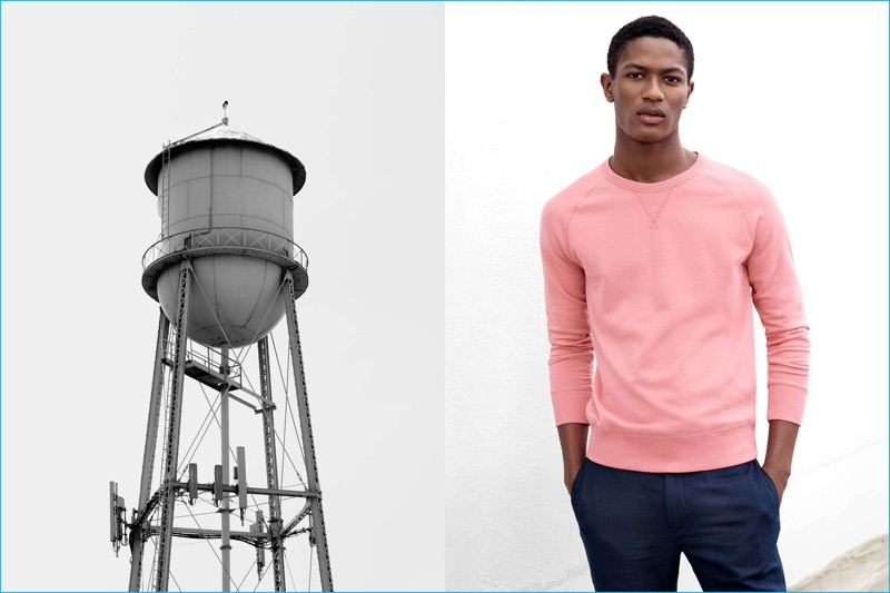 Hamid Onifade is laid-back in an essential sweatshirt from H&M.