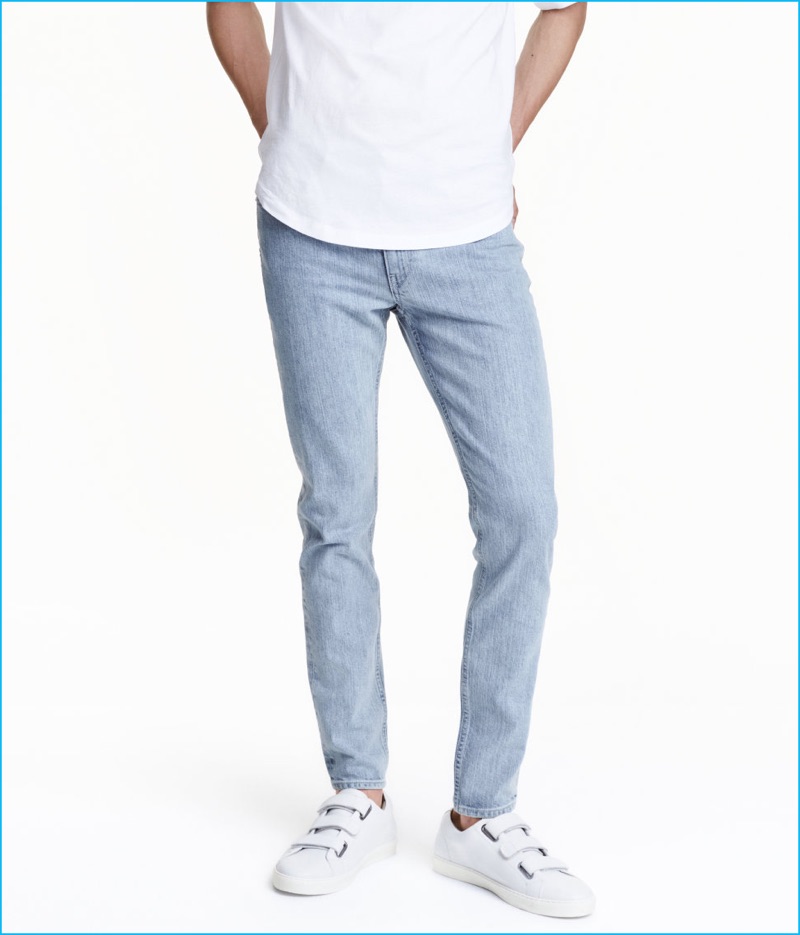 H&M Men's Skinny Low Light Blue Denim Jeans