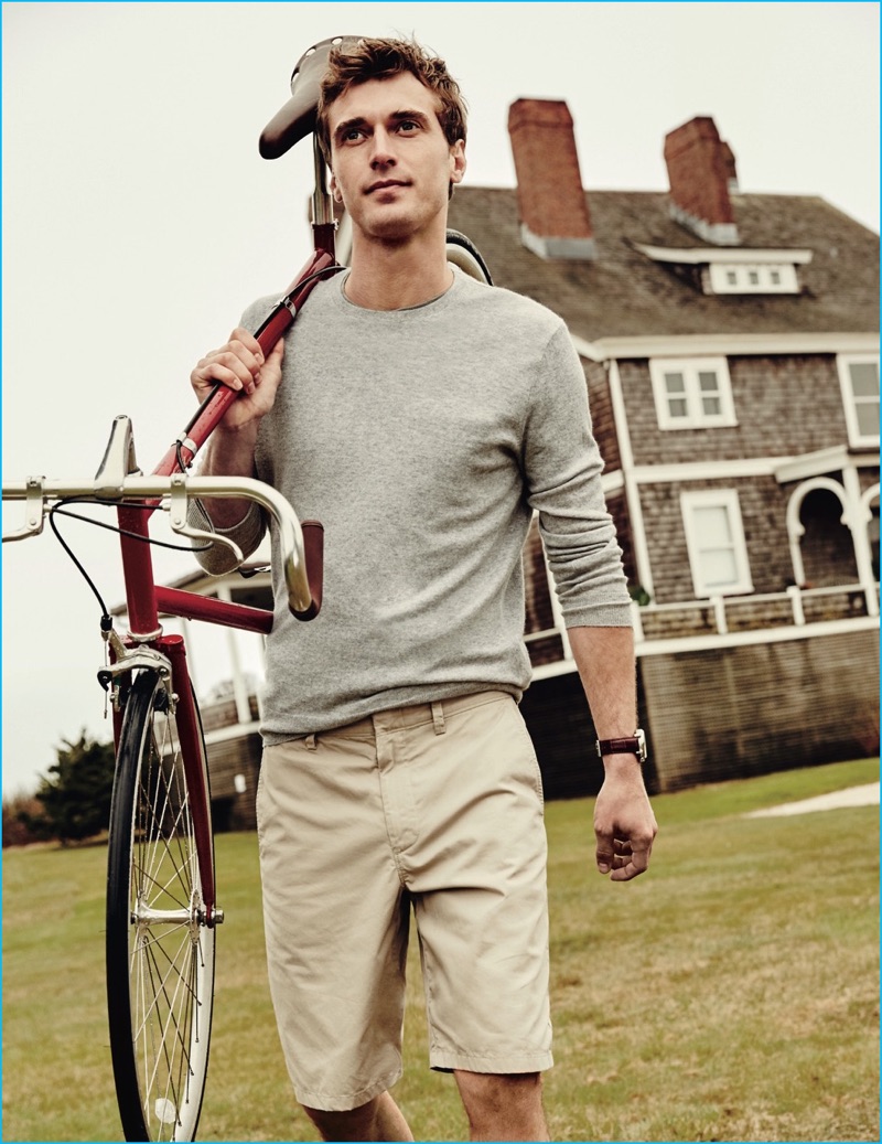 Clément Chabernaud wears a lightweight Italian cashmere sweater from J.Crew.