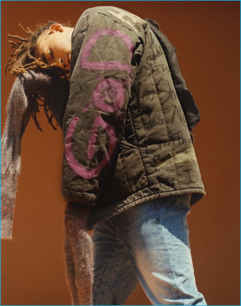 Jaden Smith sports a George Jeff jacket with a Vivienne Westwood sweater and H&M jeans.