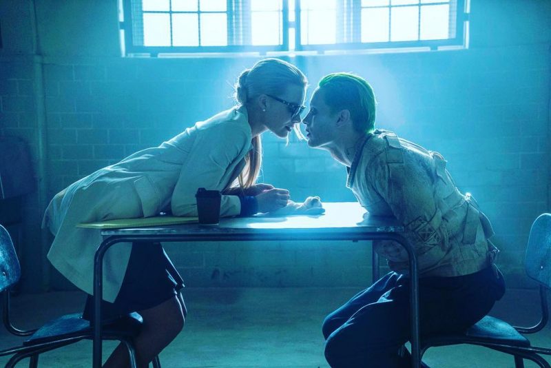 Jared Leto as The Joker in Suicide Squad with Harley Quinn, played by Margot Robbie.