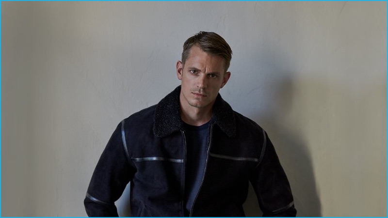 Joel Kinnaman styled by Julie Ragolia in Ermenegildo Zegna.