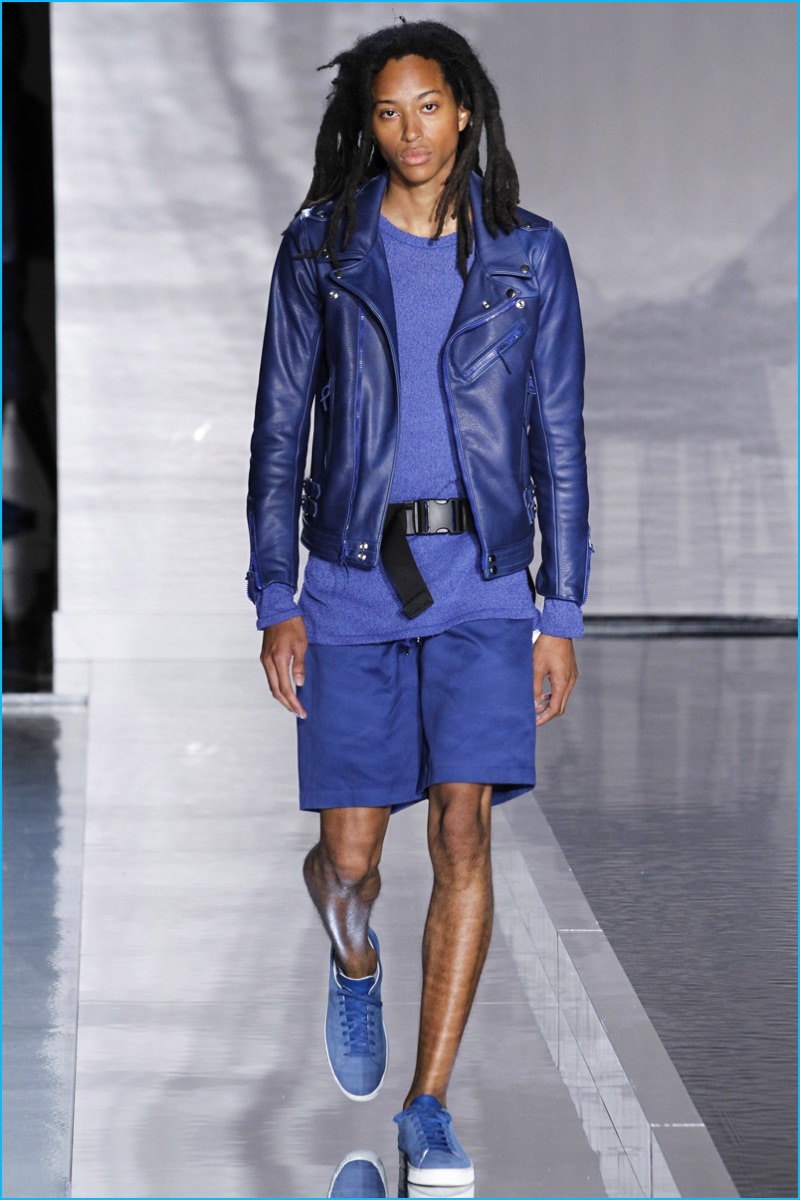 John Elliott makes a bold color statement with a blue monochromatic number for spring-summer 2017.