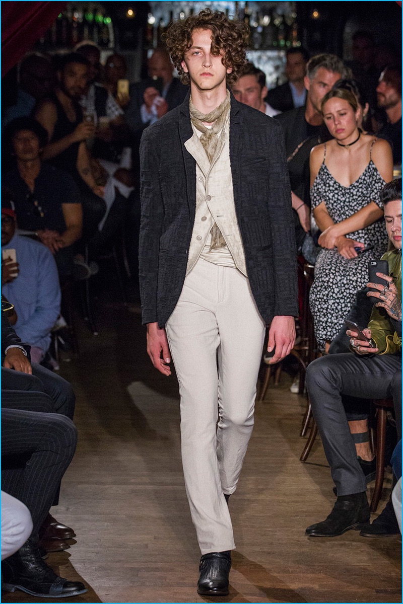 John Varvatos channels a romantic elegance for spring-summer 2017.