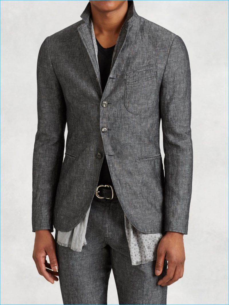 John Varvatos Cotton Linen Stitch Through Jacket