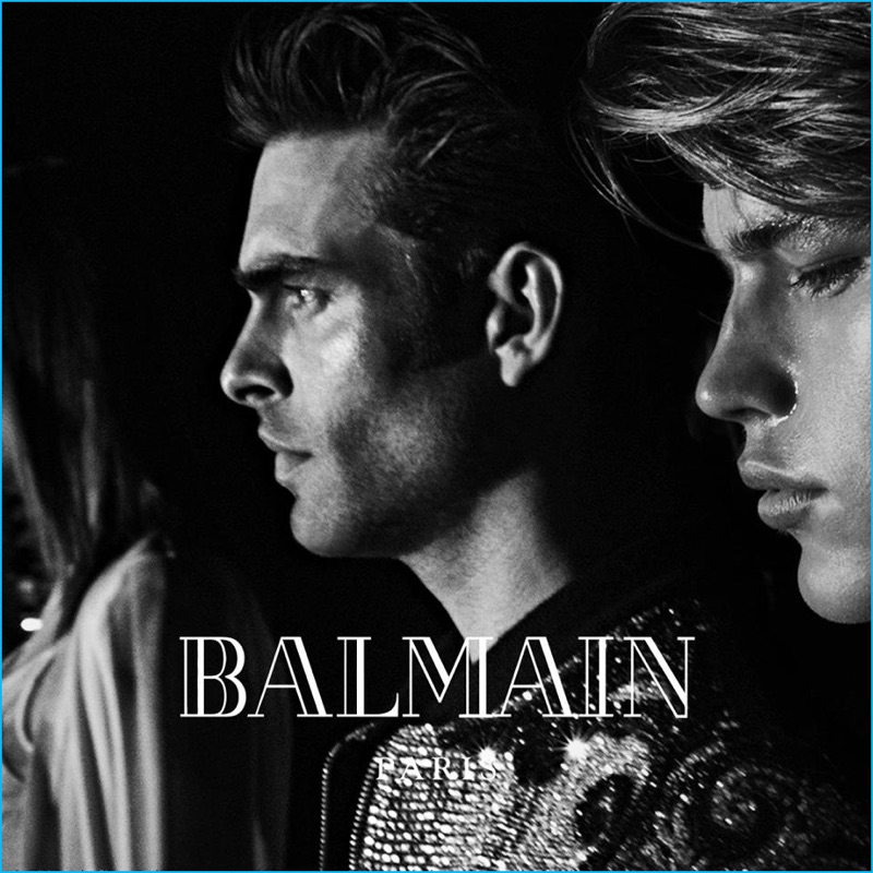 Jon Kortajarena and Jordan Barrett star in Balmain's fall-winter 2016 campaign.