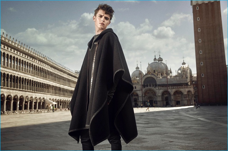 Jordy Baan embraces a dramatic flair in a Dolce & Gabbana cape.