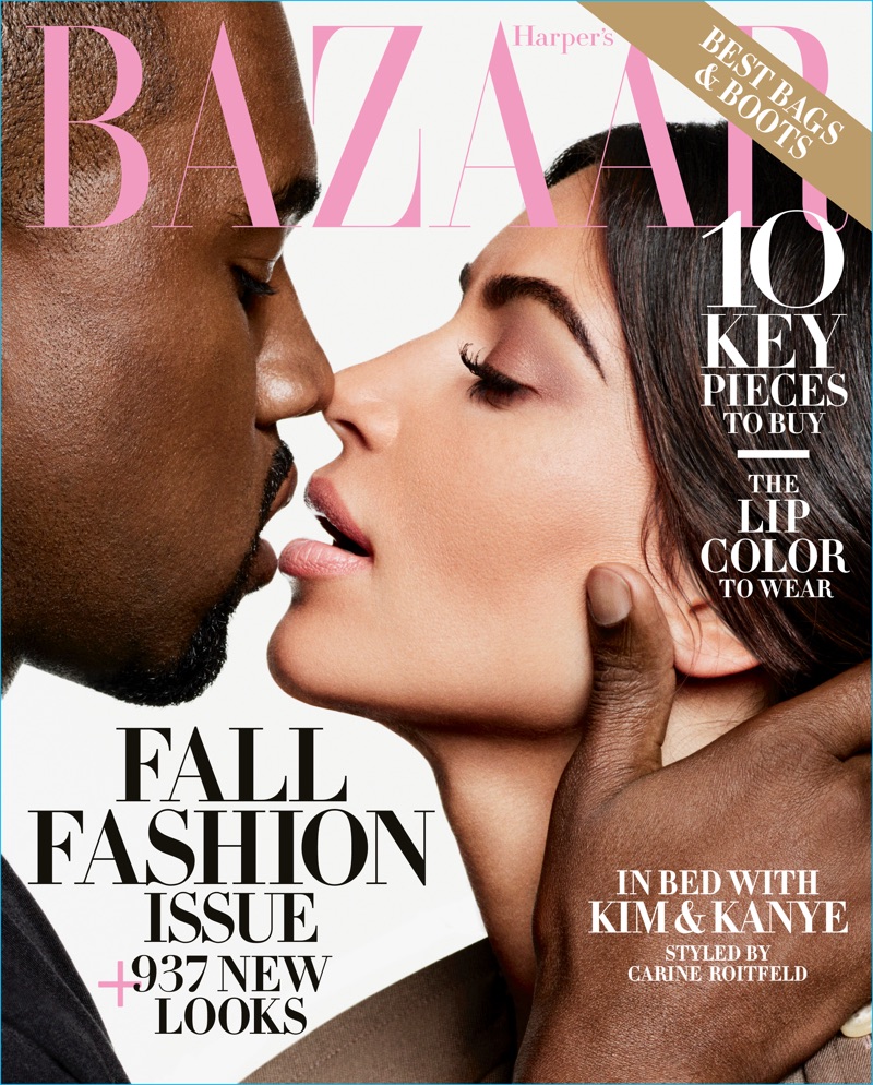 Kanye West and Kim Kardashian cover the September 2016 issue of Harper's Bazaar.