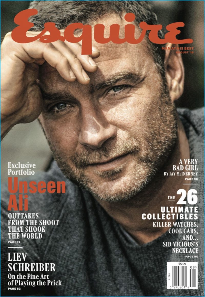 Liev Schreiber covers the August 2016 issue of Esquire.