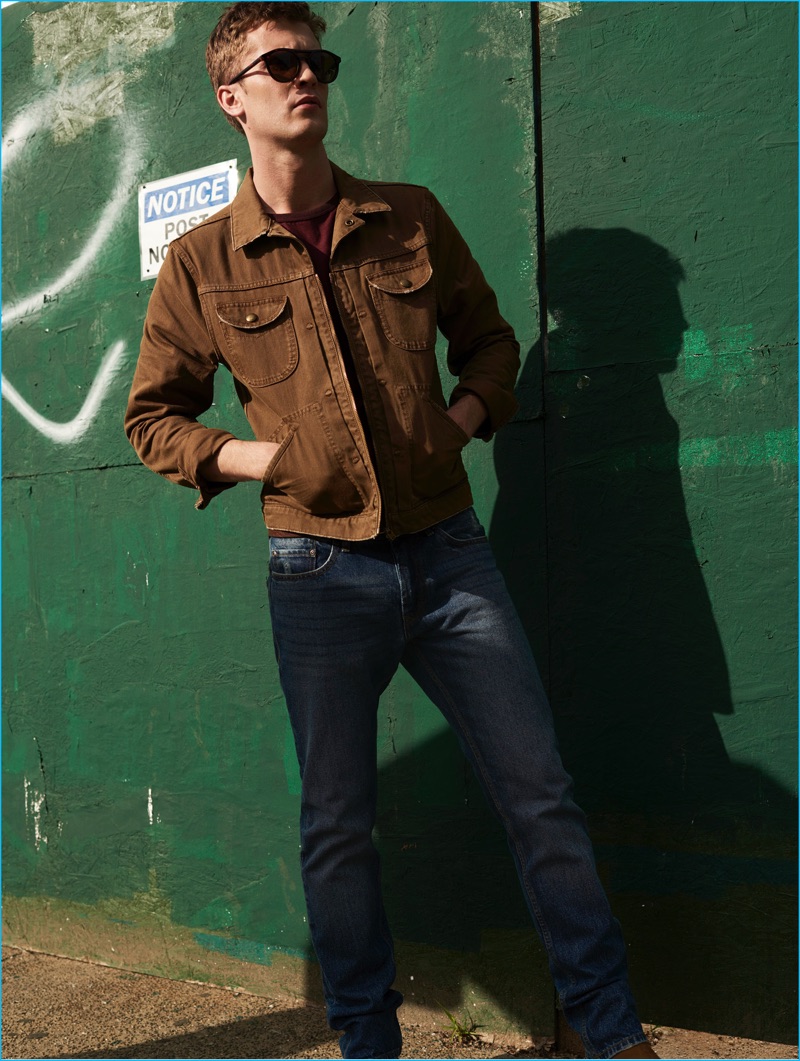 British model William Eustace is front and center for Mango's latest denim style edit.