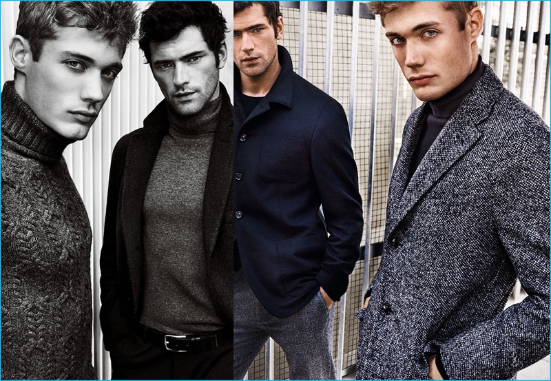 Sean O'Pry and Steven Chevrin don elegant outerwear for Massimo Dutti's fall-winter 2016 campaign.