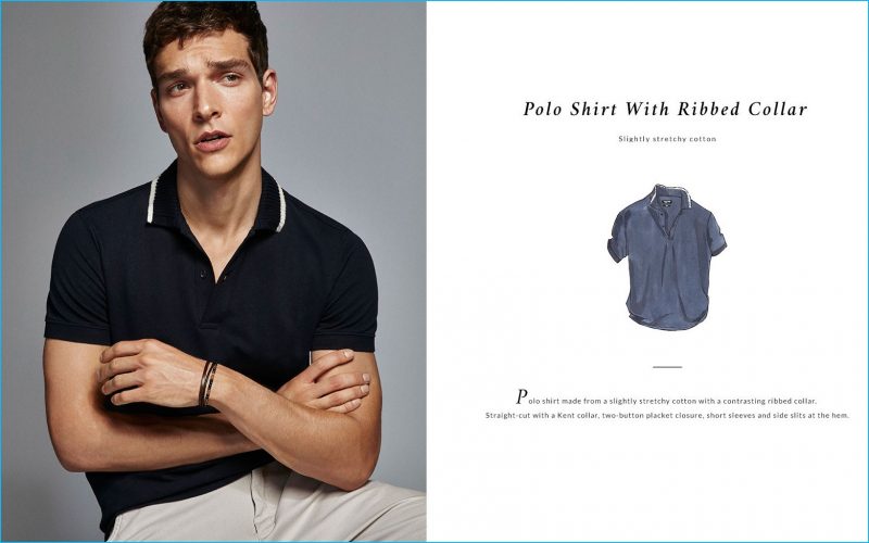 Alexandre Cunha charms in a Massimo Dutti polo shirt with ribbed collar.