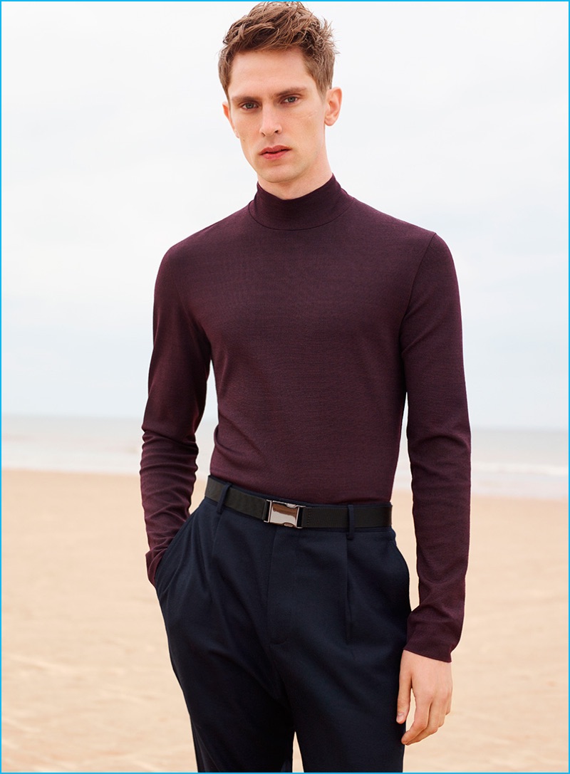 Mathias Lauridsen pictured in a sleek turtleneck for COS' fall-winter 2016 campaign.
